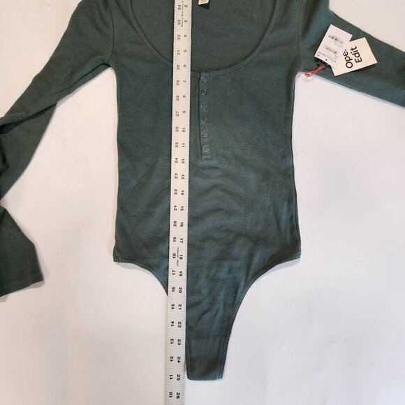 Open Edit Women's Henley Organic Cotton Blend Bodysuit In Green Urban SZ… - Picture 9 of 10